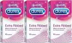 Durex Extra Ribbed (3 Boxes, 10 Condoms in Each Box)
