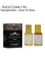 Menjewell Pack Of 2Pc Rajnigandha 3ml, Raat Ki Rani 3ml Attar Perfume Floral Attar