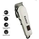 Kemei KM-809A Corded and Cordless Trimmer for Men and Women, White