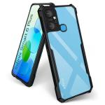 Juberous Shock Proof Crystal Clear Eagle Back Cover Case for Infinix Smart 6 Plus | Hard | 360 Degree Protection | Hybrid PC + TPU | Transparent Full Armor Device & Camera Protection (Black Bumper)