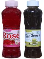 Natraj The Right Choice Rose Sharbat and RasJeera Sharbat Syrup - (750 X 2= 1500ml) (Pack of 2)