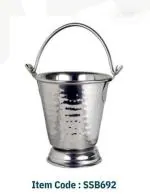 SEVOU Stainless Steel Mini Bucket For Serving Food/Vegetable Steel Round Dinnerware Serving Bucket Steel Ice Bucket, Barware, Serveware for Gatherings/Parties/Restaurant/Motel/Home.