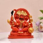 CRAFTAM Polyresin Orange Panch Mukhi Hanuman Idol Statue 8x6x9 CM