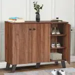 TADesign Paxton 3 Door Engineered Wood Shoe Rack, Shoe Cabinet, Footwear Stand, Walnut (6 Shelves, Termite Free, 6-Way Moisture Protection, Non-Toxic Home Furniture, Wood Grain Texture)