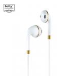 SOFTY SEP-07 WIRED IN EAR EARPHONE WITH MIC 10MM POWER DRIVER FOR STEREO AUDIO, NOISE CANCELLING HEADSET - WHITE