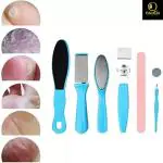 Face Q Foot Pedicure Tools for Feet - 8 in 1 Pedicure Kit | Foot Scrubber for Dead Skin, Callus Remover, Foot Scraper, Foot File, Pitchfork, Filer for Nail Repair - 1 Set