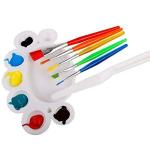 Qatalitic Painting Brush Set Of 7 Pc. - 5 Pcs Nylon Bristles Brush,1 Pc Palette Knife &Amp; 1 Palette, White Multicolor Paint Brush Sets