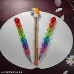 Topgifties Rainbow & Unicorn Multi Color Brick Non-Sharpening Stack Pencil Set for Kids | Best Designer Stylish Pencils( Pack Of 3 ) Writing Pencils