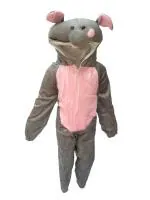 Kaku Fancy Dresses Fleece Elephant Wild Animal Costume For Kids - Grey, 7-8 Years|Animal Fancy Dress For Boys & Girls