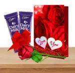 Midiron Beautiful Gift for Valentine's Day | Perfect Gift for Girlfriend, Wife-Him/Her |Gift for Valentine's Day, Birthday, Anniversary| Chocolates, Artificial Rose & Love Greeting Card