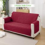 HOKIPO Quilted 2 Seater Sofa Cover Mat with Pockets, Maroon