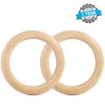 Wearslim Professional Birch Wood Gymnastics Rings 1000 lbs Weight 14.5ft Adjustable Buckle Straps For Cross Fitness Functional Training 1 Year Warranty Home Workout Equipment for Men & Women