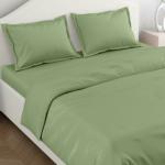 Haus & Kinder 100% Cotton Plain Solid Bedsheet for King Size Bed | 300TC 1 Flat Bedsheet King Size (108 x 108 inches) and 2 Pillow Covers |Bedsheet for Double Bed King Size | Moss