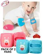 Mom Cares Multicolor Assorted Cotton Baby Knee & Elbow Pad (6-12 M) Pack of 2