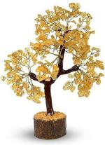 Fikup Fortune Money Tree for Wealth & Prosperity-Home Office Décor - Golden Wire Decorative Showpiece - 27 cm (Crystal, Yellow)