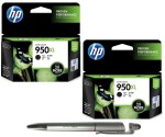HP 950XL High Yield Black Original Ink Cartridge (Pack of 2) With ITGLOBAL 3in1 Multi-Function Pen