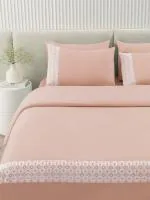 DDECOR PEACH Cotton King Double Bedsheet With 2 Pillow Covers (274 cm X 274 cm)