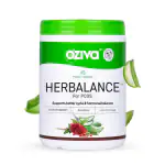 OZiva Plant Based HerBalance for PCOS (with Chasteberry, Shatavari, Red Raspberry, Ashoka) for better cycle and hormonal balance, Certified Vegan, 250g