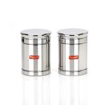 Sumeet Stainless Steel Circular Vertical Storage Container set of 2 Pc, 850ml Capacity Each, 9cm Dia, Silver