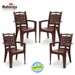 MAHARAJA Sony Home, Office & Restaurant Plastic Outdoor Chair  (Brown, Set of 4, Pre-assembled)