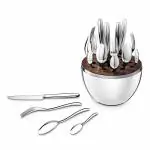 KAIROS by Fabiano 24 Pcs Cutlery Set with Oval Shaped Stand with Spoons, Forks, Tea Spoon & Knives