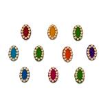 Comet Busters Multicolor Velvet Oval Bindi With Gold Stone Border (10mm) (BIN1988) Pack of 1