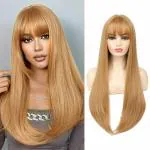 Akashkrishna Blonde Wig With Bangs For Women Long Straight Wigs