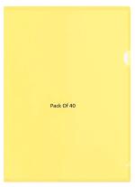 Shining Zon L Folder File A4 Size Durable Clear Transparent Plastic File Folders Paper Holders Organizer Document Sleeves for Protection Suitable for School, Offices & Projects (Pack of 40 Yellow Colour)