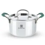 The Indus Valley Triply Stainless Steel Stock Pot/Biryani Pot/Casserole with Steel Lid | Very Small 16.7cm/6.6 inch, 1.4Ltr, 0.9kg | Induction friendly | Nonstick 3-Layer Body, 100% Pure & Toxin-free