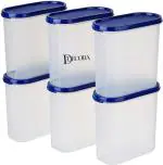 DDecora Plastic Grocery Container - 1600 ml (Pack of 6, Blue)