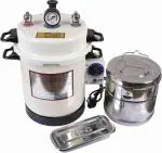 PSRUXE SURGICS electric autoclave sterilizer machine with timer Size - (11 * 9) with stainless steel dressing drum (9 * 9) and medical tray (8 * 3)