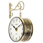 Craftel Analog Golden Metal Double Sided Vintage Station Wall Clock