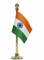 FlagSource Indian Miniature Car Dashboard Flag with a Nano ABS Base (GOLD)