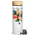 Treo Borosilicate Glass Transparent Borosilicate Woody Crysta Glass Bottle - 1000 Ml