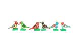 HAST SHILP Multicolor Wooden Birds (Set Of 6)