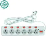 Sanhan 6 Socket Extension Board Individual Switches, LED , Fuse Surge Protection 2.5m 6 Socket Extension Boards (White, Grey, 2.5 m)
