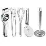 DreamBasket Lemon Squeezer & Pakkad & Egg Whisk & Pizza Cutter & Potato Masher for Kitchen