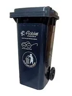 Fiable Cleantech HDPE 120L Dustbin With Wheel | HDPE Garbage Dustbin | Waste Bin | Outdoor Dustbin | Waste Bin | Large Size Dustbin - Black