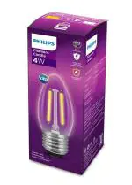 PHILIPS 4-watt Filament Candle LED Bulb | Clear Candle Bulb for Home & Decoration | Bulb Base: E27, Warm White | Pack of 1
