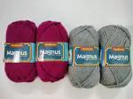 vardhman knitting yarn magnus yarn (Pack of 4 balls - each ball -100 gm) 2 GREY & 2 MAGENTA BALLS