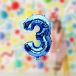 AMFIN 3 Number Foil Balloon Three Number Balloons for Birthday Third Birthday Party Decorations 3rd Birthday foil Balloon - Blue