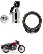 QiisX Heavy Duty Disc Brake Lock Anti Theft Security Lock with Helmet Lock Premium Black Heavy Number Lock for Royal Enfield Classic 350