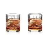 Domingo Hub Crystal Whiskey Glass Set of 2 -310 Ml Heavy Base Rocks Barware Glasses Cocktail Drinks