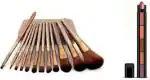 Lenon Beauty Professional Make-Up Brushes Pack of 12 And 5in1 Matte Lipstick Multicolor (2 Items in the set)