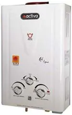 ACTIVA 6Ltr. Instant pure Copper LPG Gas Water Heater with Anti Rust Coating Geyser ISI Approved Saves Geyser from Corrosion by Water 1 year warranty (Aqua Ivory)