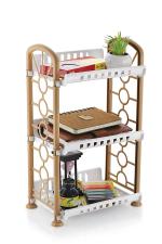 Nabhya Brown Plastic Multipurpose Storage Rack 3 Shelf Multi Purpose Kitchen Living Room Rack Fruits Vegetables Kitchen Rack