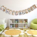 Festiko Baby 12 Months Bunting Garland Photo Banner For First Birthday Decorations 12 Poster Frames 1, 12, 1st Birthday Banner, 1 Year Old Decoration For Boys, Girls