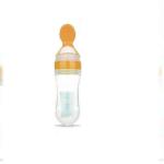Ineffable Squeeze Silicone Spoon Feeding Bottle Feeder with Cover Cap - Easy to use and Handy with Hygiene 120ml
