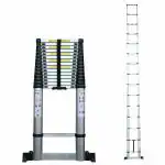 Aardwolf Quickfit Heavy Duty Aluminium Telescopic Ladder (7M/23 FT)| Foldable Step Ladder|Wheel,Balance bar,Tool Kit & Safety Gloves | 150 Kg Capacity (7M/16 Step)