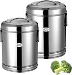 Chakmak Silver Stainless Steel Round Utility Kunda Pawali Container (pack of 2) 5000 ml, 6000 ml
